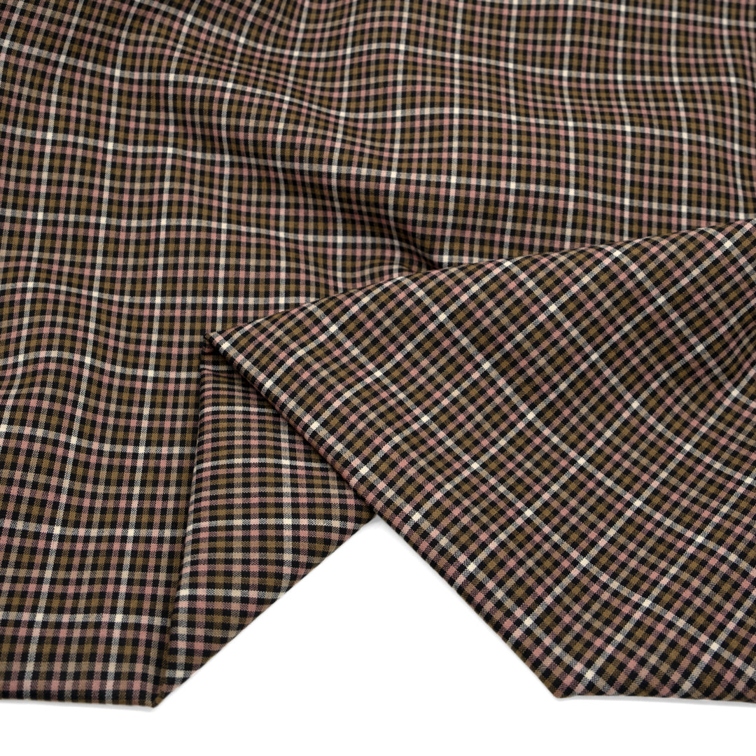 Deadstock Check Double Faced Poly Wool Stretch Suiting - Potpourri | Blackbird Fabrics