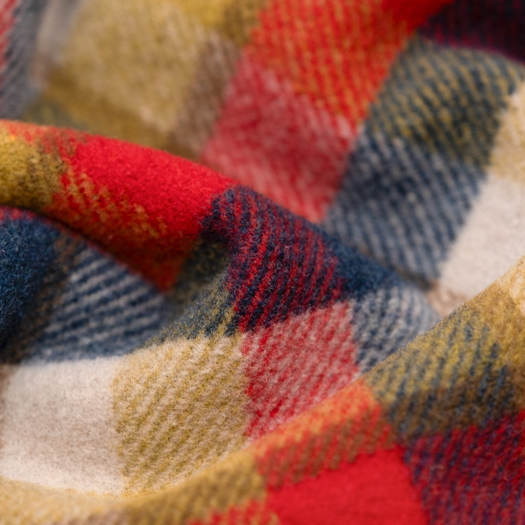 Deadstock Multi Check Wool Blend Coating - Antique Gold/Red/Navy | Blackbird Fabrics
