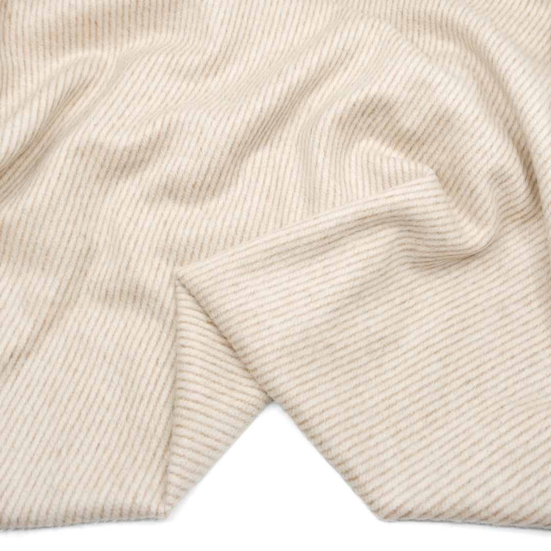 Deadstock Stripe Wool Blend Coating - Ivory/Biscuit | Blackbird Fabrics