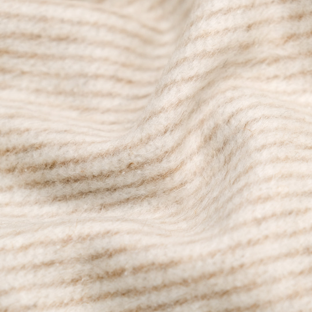 Deadstock Stripe Wool Blend Coating - Ivory/Biscuit | Blackbird Fabrics