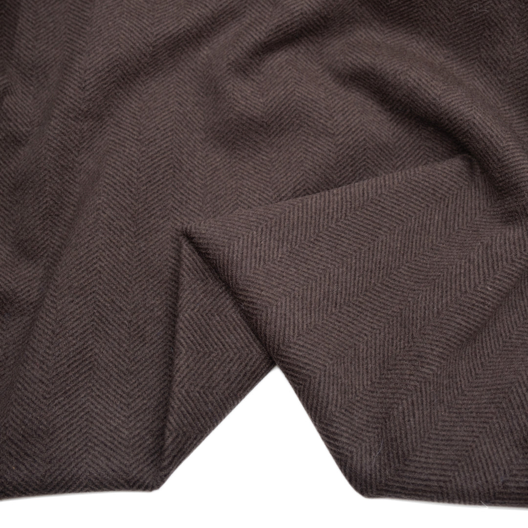 Deadstock Chevron Wool Blend Coating - Ganache | Blackbird Fabrics
