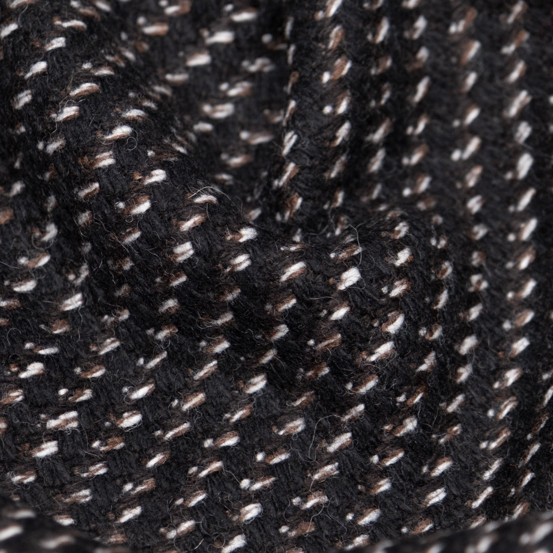 Deadstock Yarn Dyed Wool Blend Coating - Black/Cocoa/White | Blackbird Fabrics