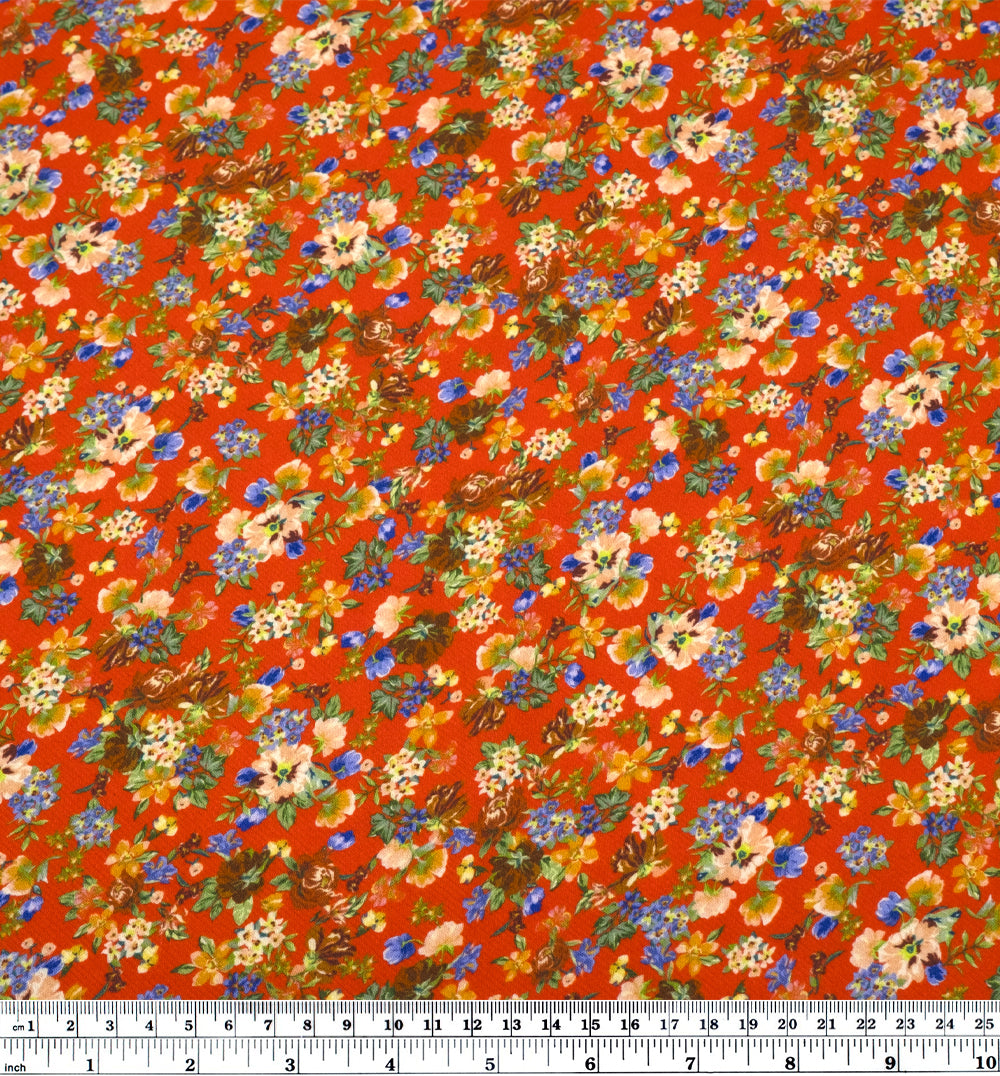 Deadstock Floral Blaze Viscose Twill - Firecracker/Multi | Blackbird Fabrics