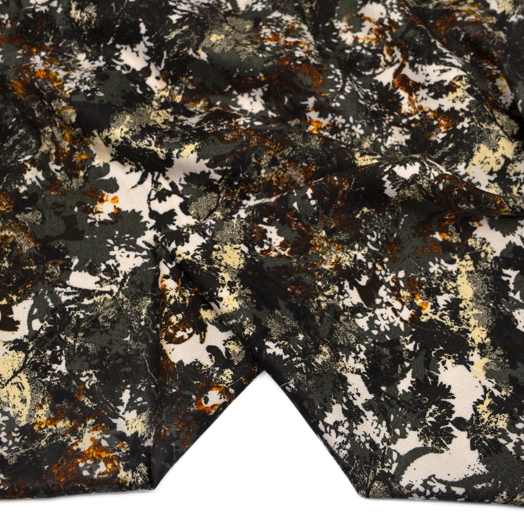 Deadstock Lost Woods Viscose Twill - Hunter Green/Ivory/Multi | Blackbird Fabrics