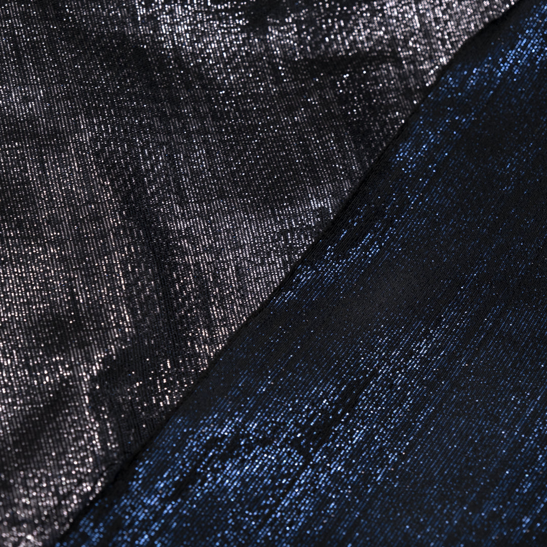 Deadstock Glacier Poly Lamé - Black/Azure | Blackbird Fabrics