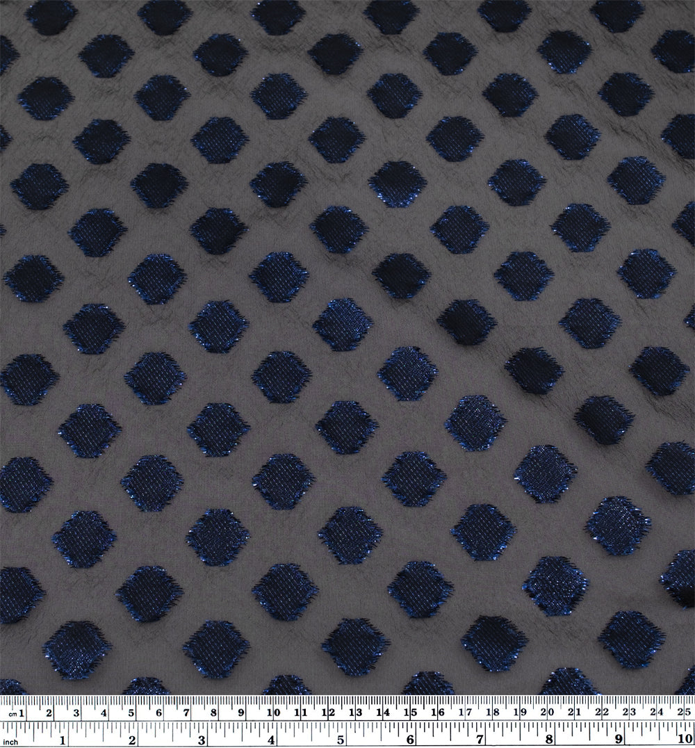 Deadstock Metallic Medallion Organza - Black/Azure | Blackbird Fabrics