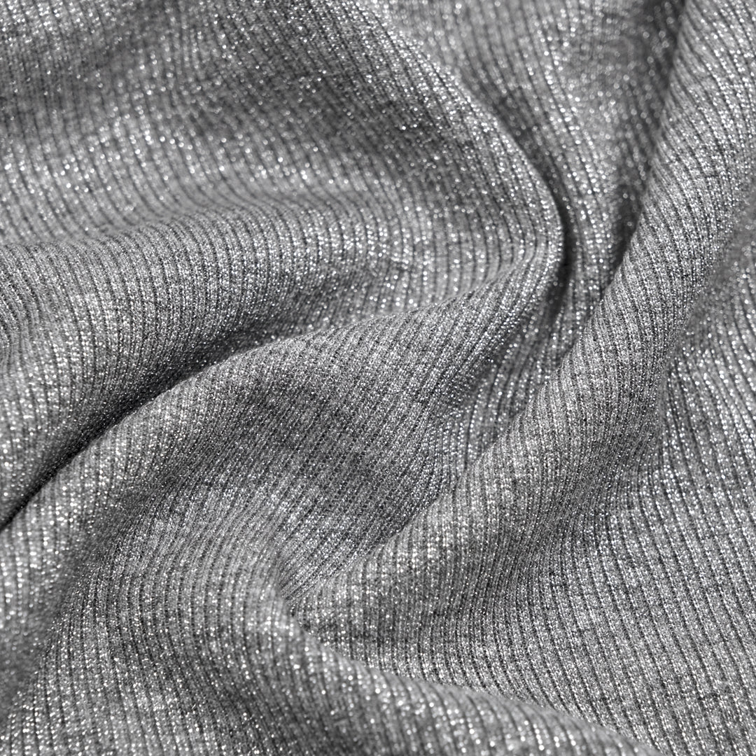 Deadstock Shimmer Rib Knit - Silver | Blackbird Fabrics
