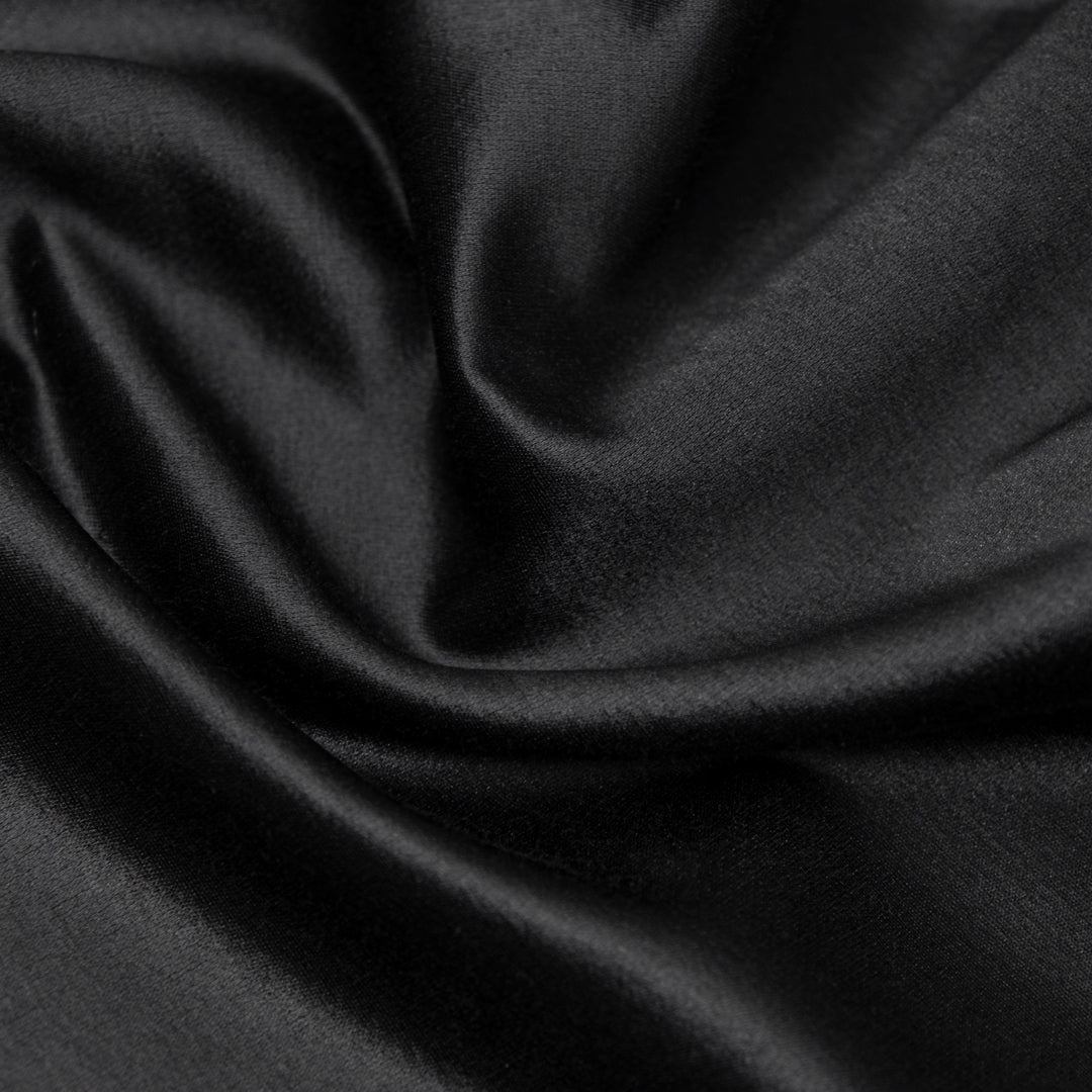 Deadstock Heavyweight Cotton Poly Satin - Black | Blackbird Fabrics