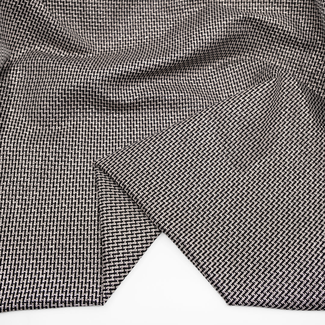 Deadstock Metallic Maze Jacquard - Black/Ivory | Blackbird Fabrics