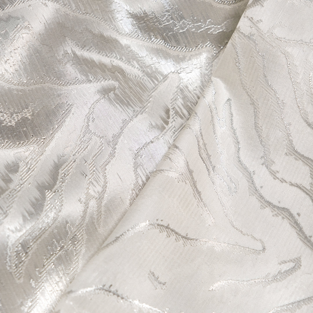 Deadstock Frostbite Poly Jacquard - White/Silver | Blackbird Fabrics