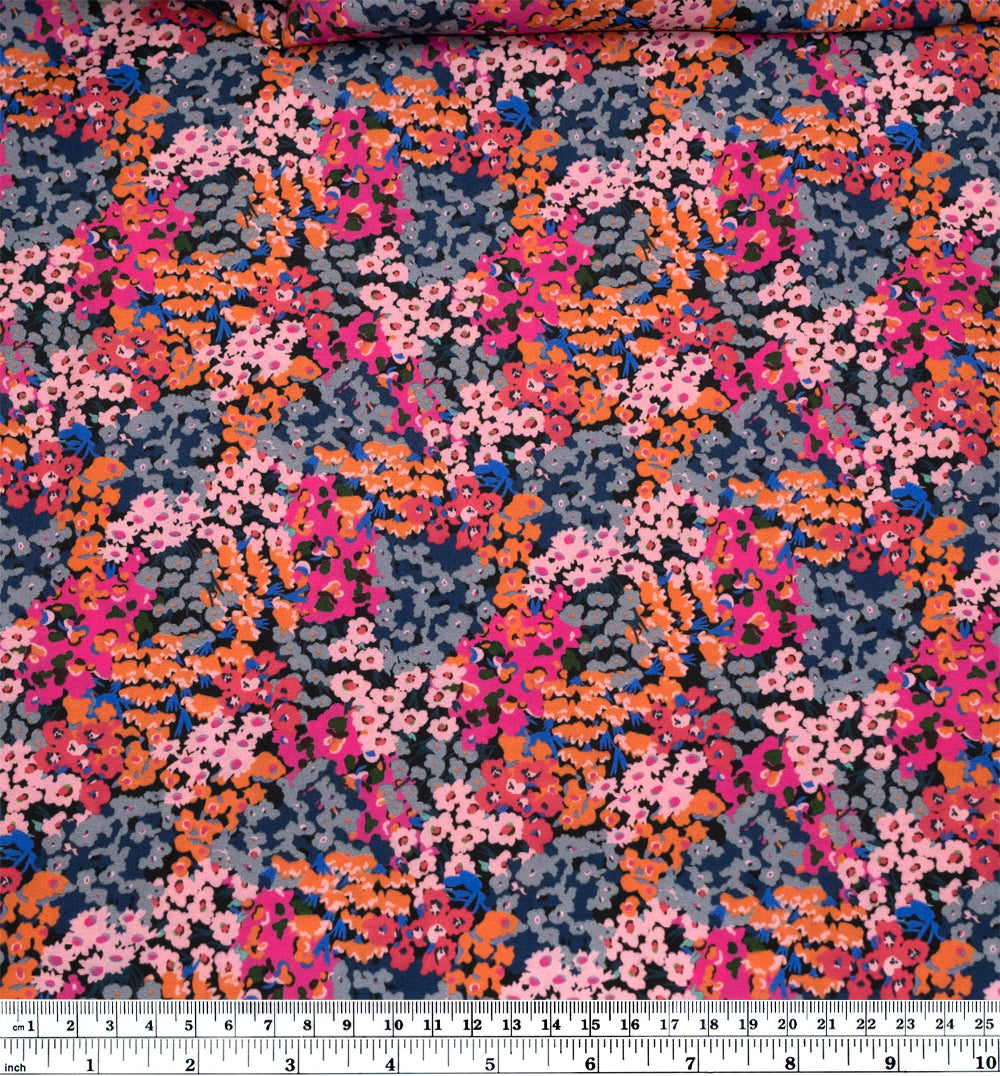 Deadstock Rolling Meadows Printed Viscose - Punch/Apricot | Blackbird Fabrics