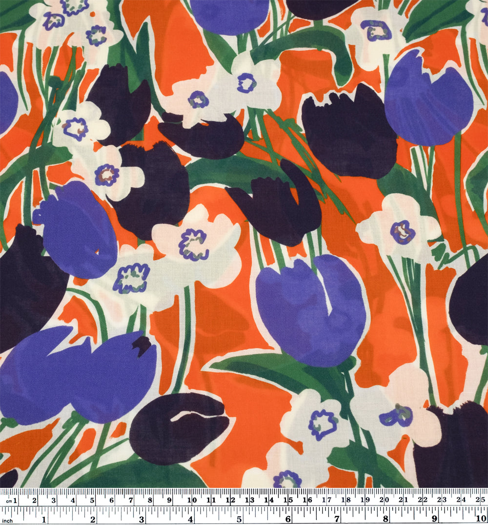 Tulip Sunrise Cotton Voile - Tangereine | Blackbird Fabrics