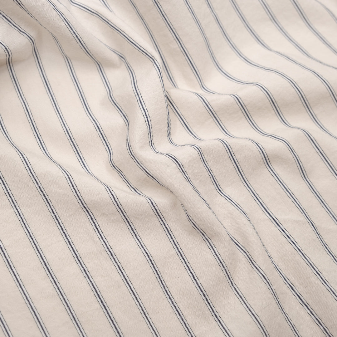 Loft Stripe Washed Cotton Shirting - Parchment/Ink | Blackbird Fabrics