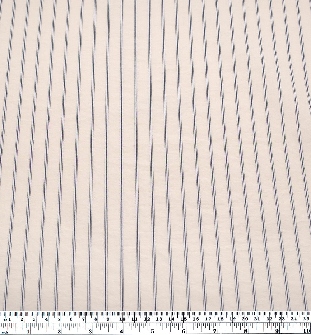 Loft Stripe Washed Cotton Shirting - Parchment/Ink | Blackbird Fabrics