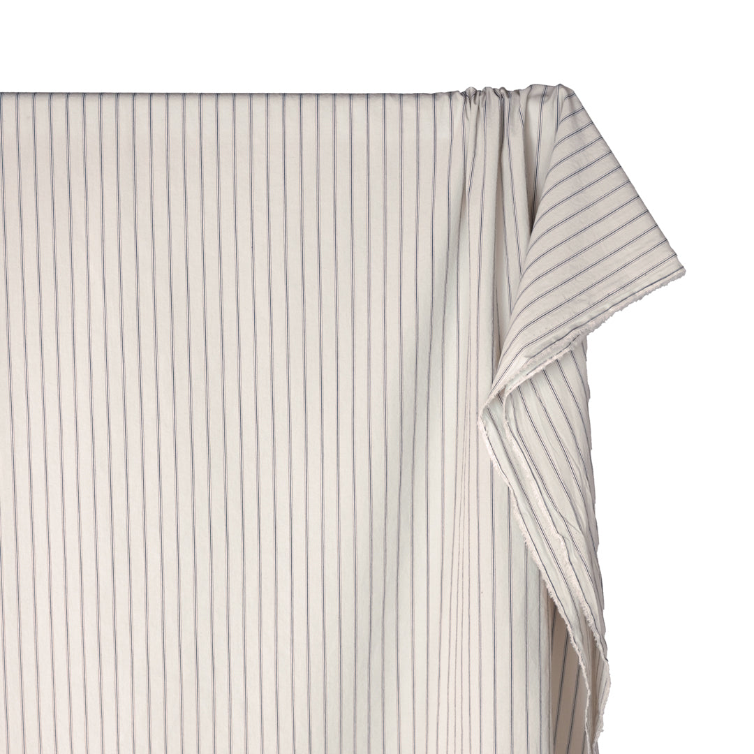Loft Stripe Washed Cotton Shirting - Parchment/Ink | Blackbird Fabrics