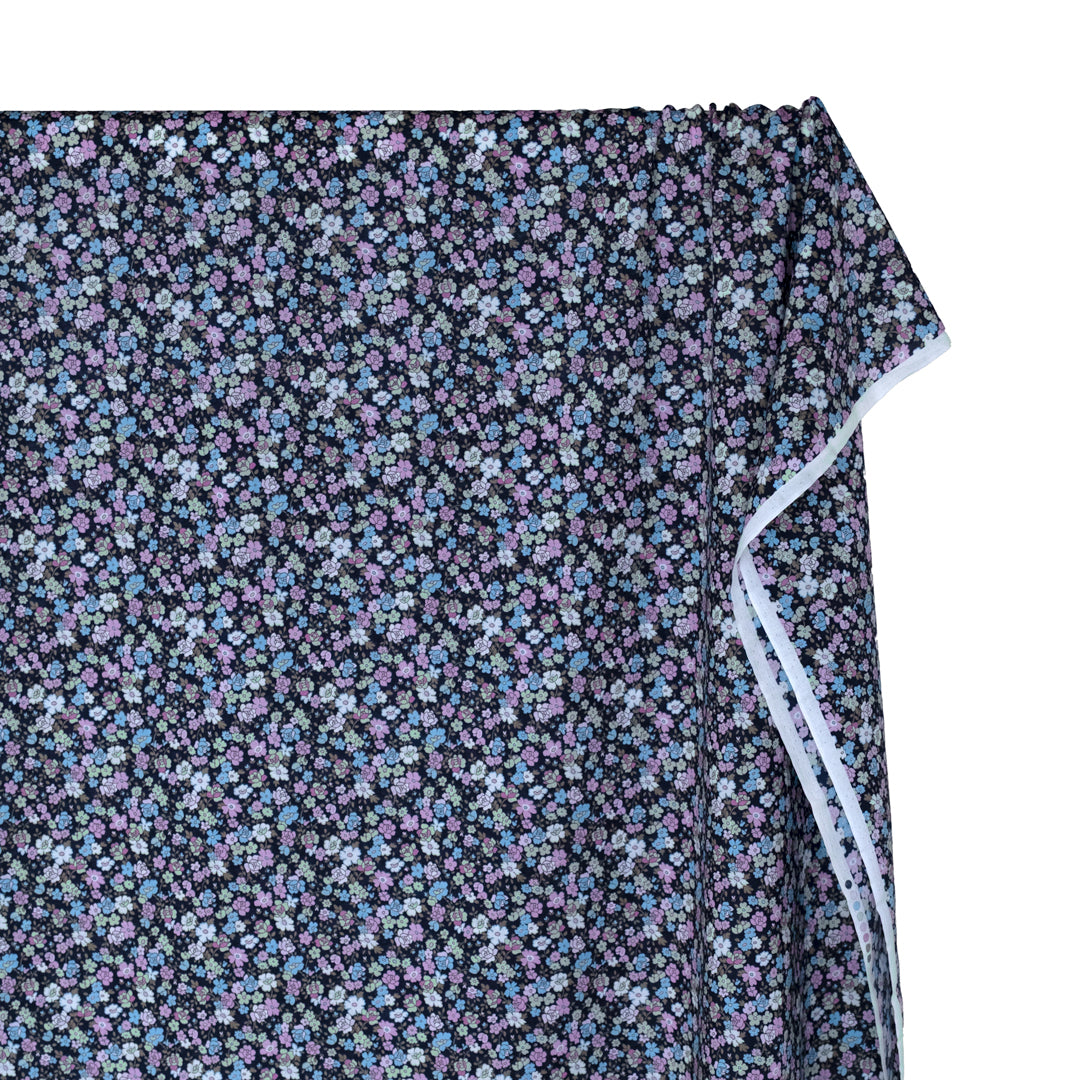 Deadstock Floral Flurry Cotton Lawn - Navy/Candy Floss/Sky | Blackbird Fabrics