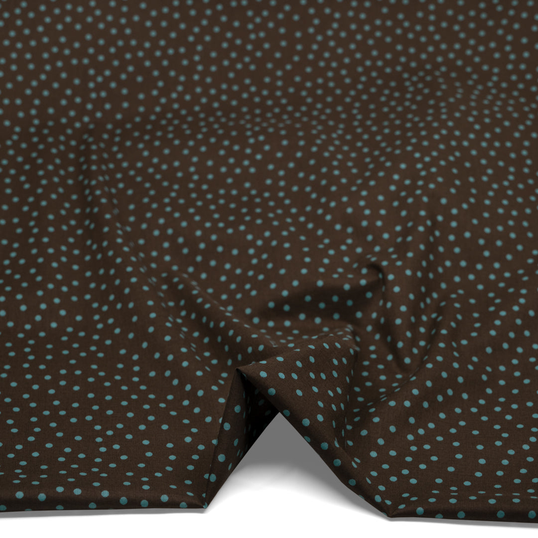 Deadstock Micro Dots Cotton Lawn - Umber/Aqua | Blackbird Fabrics