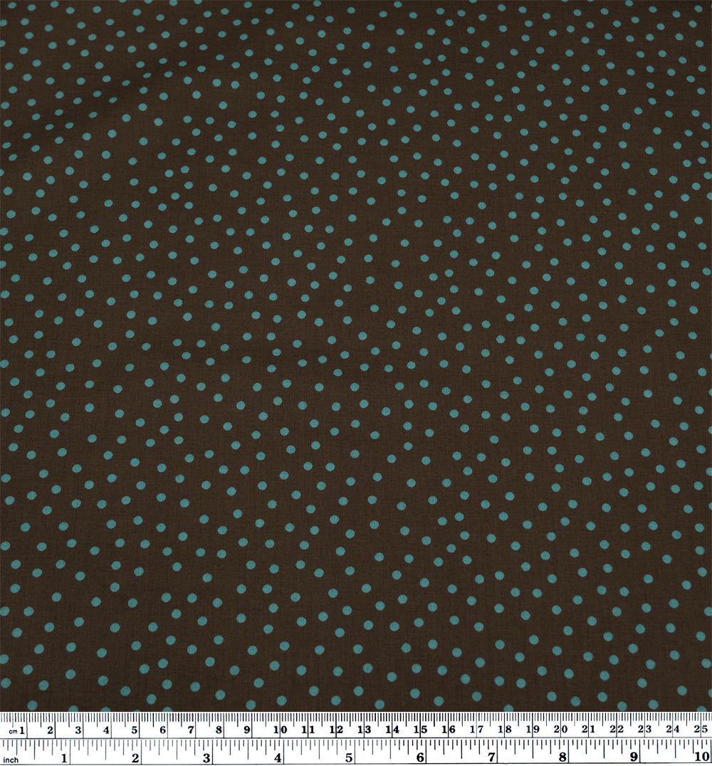 Deadstock Micro Dots Cotton Lawn - Umber/Aqua | Blackbird Fabrics
