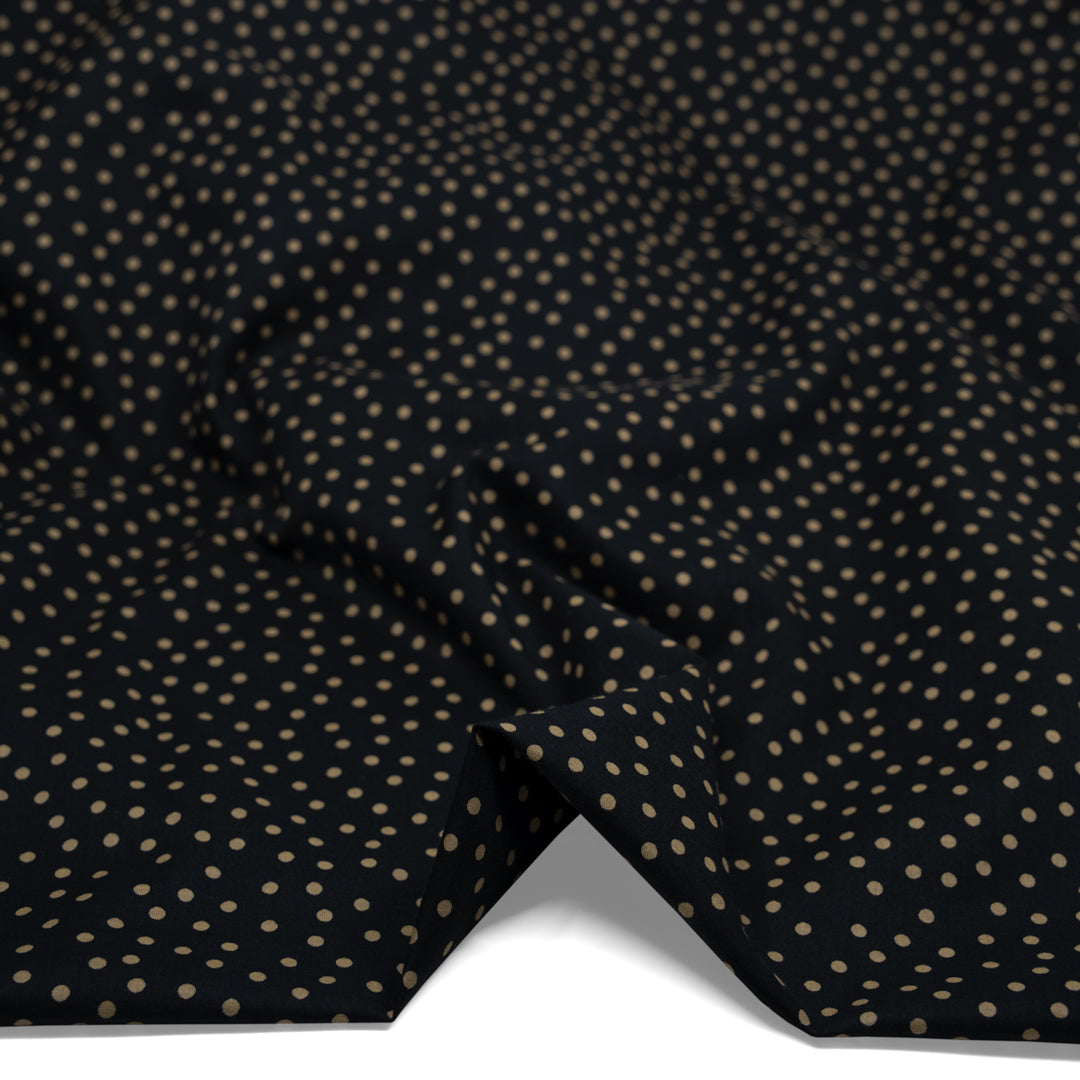 Deadstock Micro Dots Cotton Lawn - Black/Cumin | Blackbird Fabrics