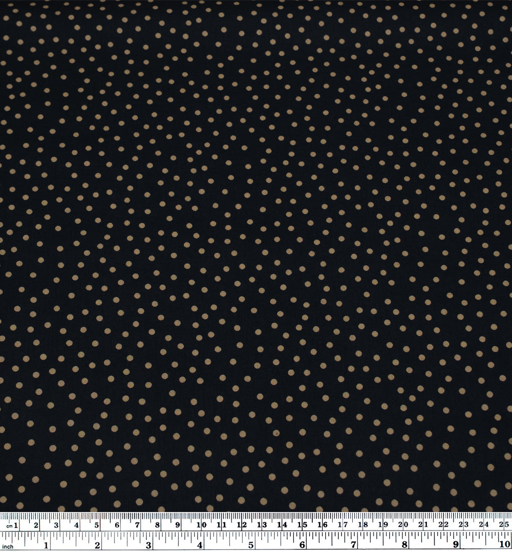 Deadstock Micro Dots Cotton Lawn - Black/Cumin | Blackbird Fabrics