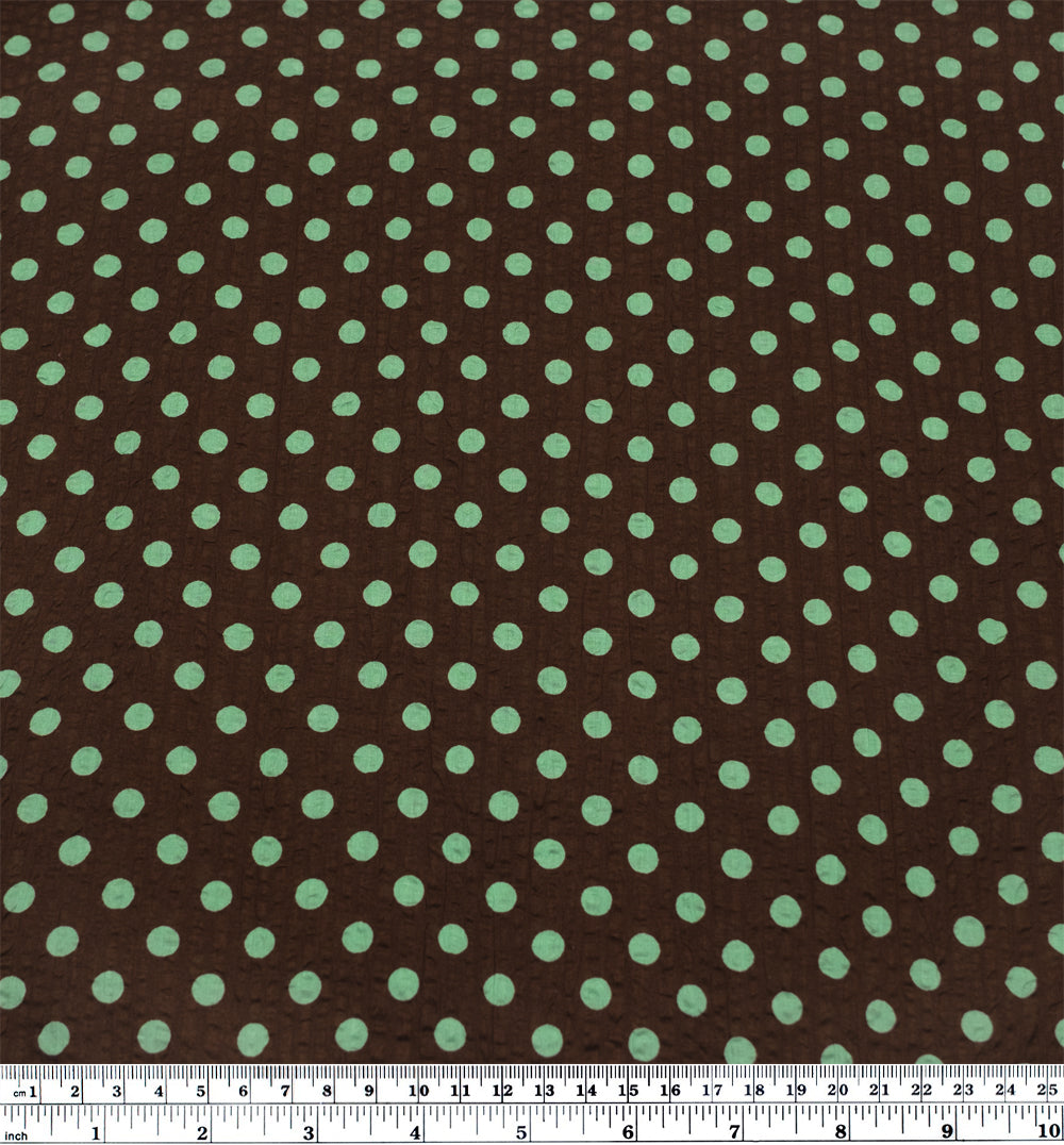 Mini Polka Dot Crinkle Cotton - Chocolate/Mint | Blackbird Fabrics