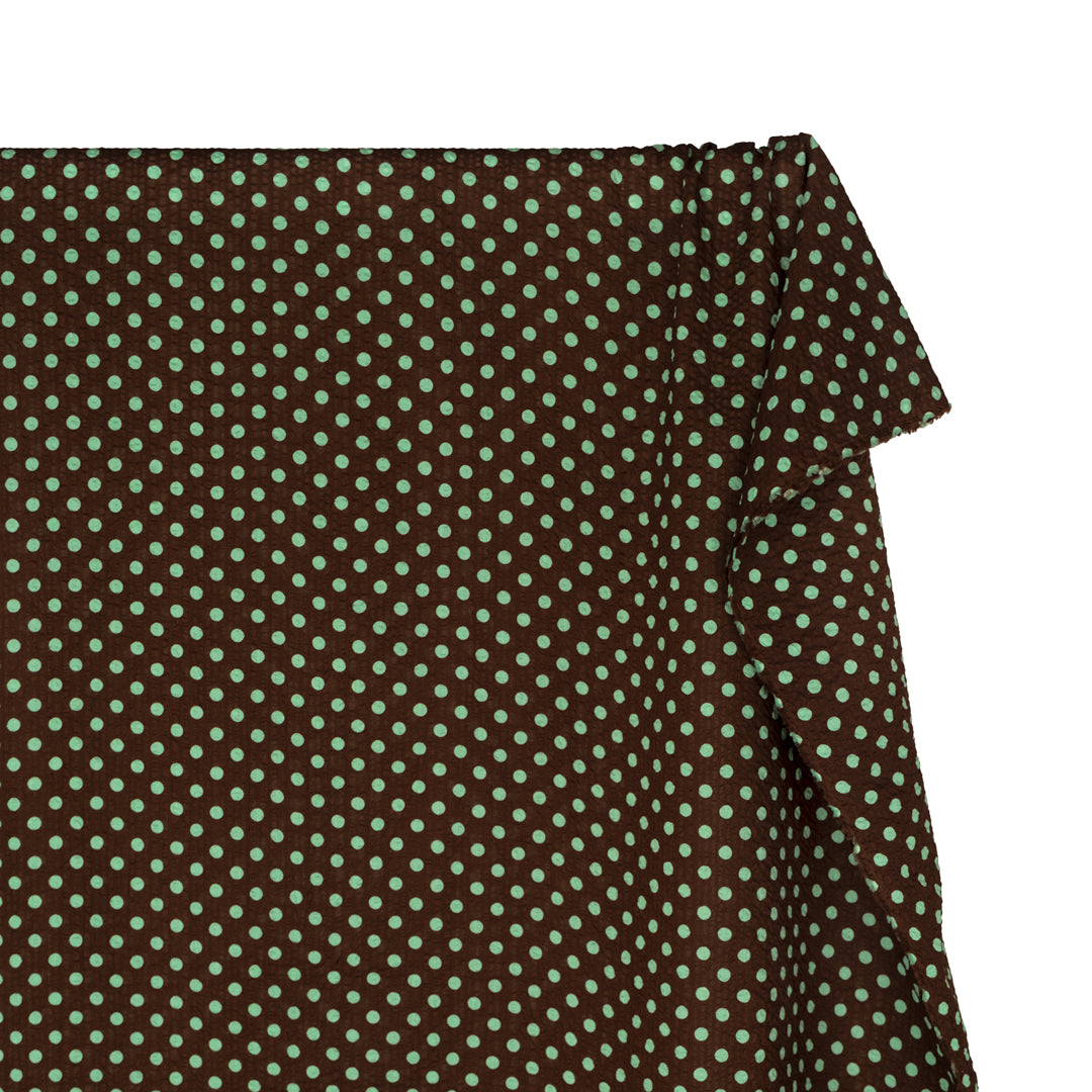 Mini Polka Dot Crinkle Cotton - Chocolate/Mint | Blackbird Fabrics