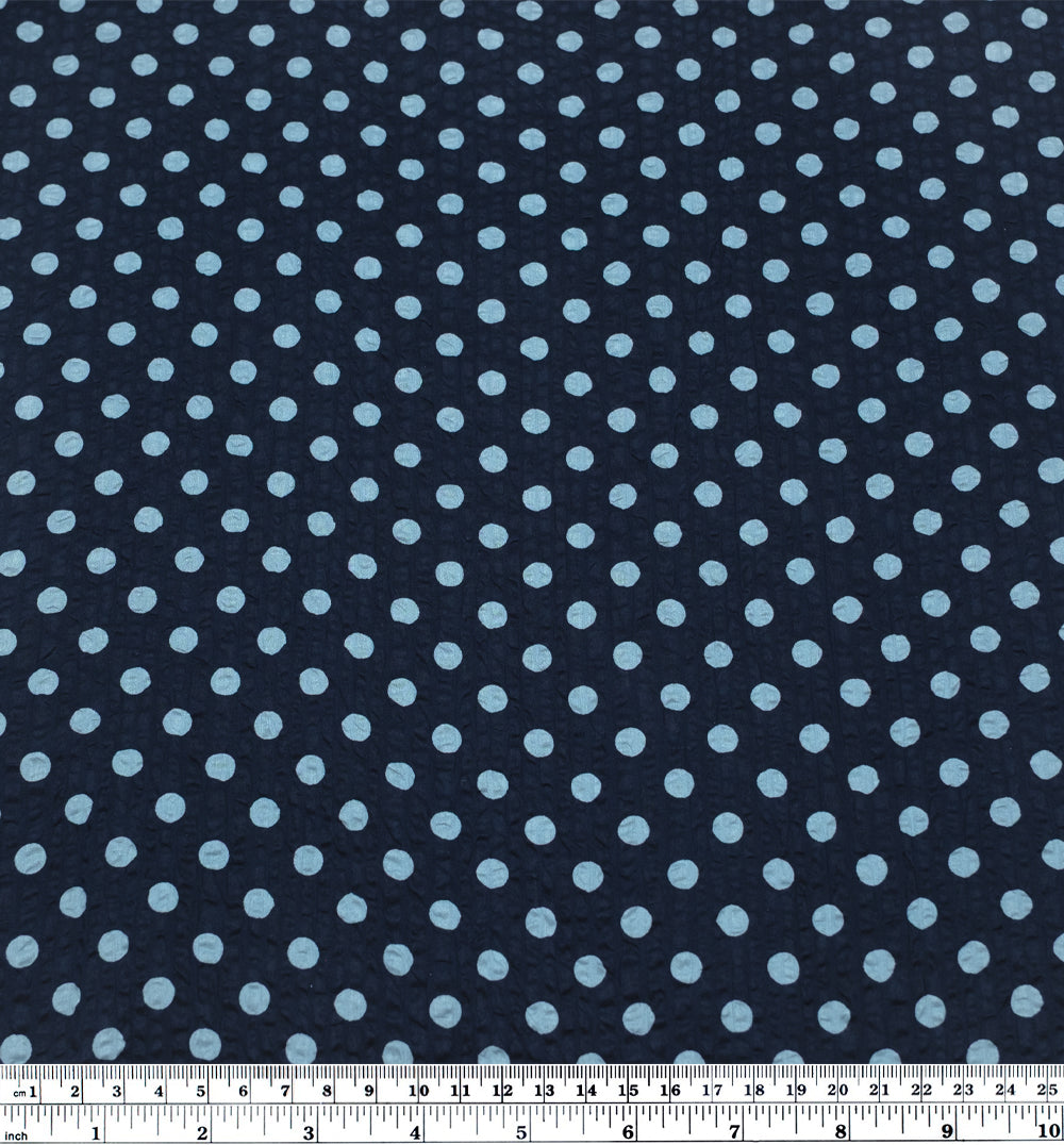 Mini Polka Dot Crinkle Cotton - Navy/Baby Blue | Blackbird Fabrics