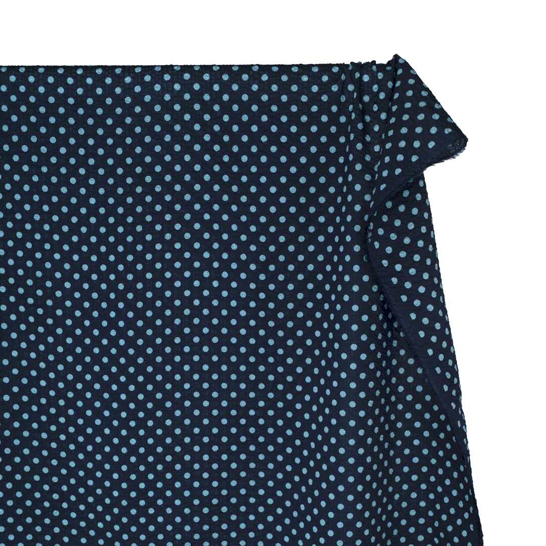 Mini Polka Dot Crinkle Cotton - Navy/Baby Blue | Blackbird Fabrics