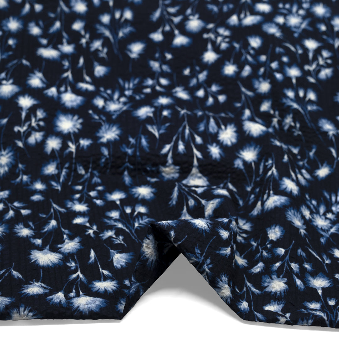 Cyanotype Crinkle Cotton - Indigo/Ivory | Blackbird Fabrics
