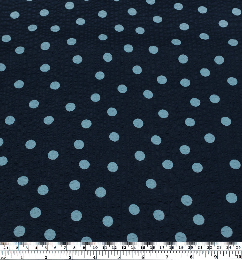 Polka Dot Crinkle Cotton - Navy/Baby Blue | Blackbird Fabrics
