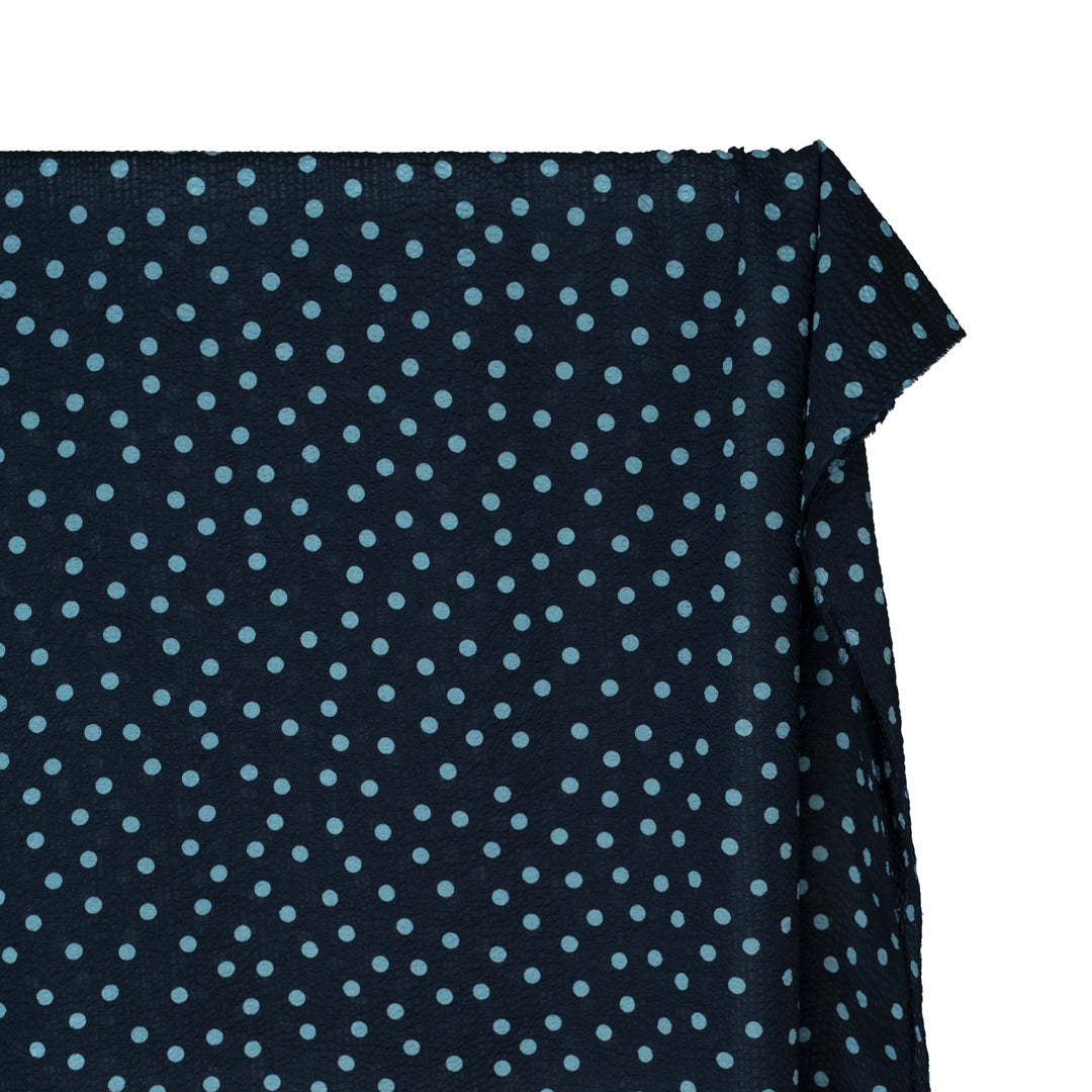 Polka Dot Crinkle Cotton - Navy/Baby Blue | Blackbird Fabrics