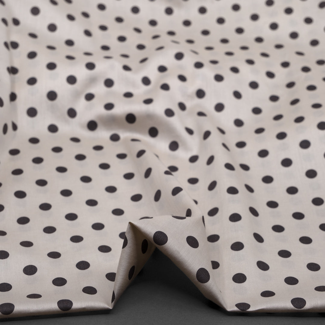 Deadstock Polka Dot Cotton Sateen - Salt/Charcoal | Blackbird Fabrics