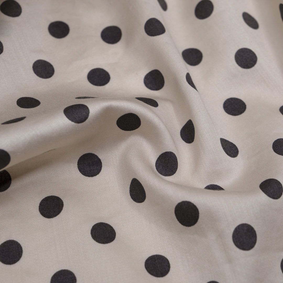 Deadstock Polka Dot Cotton Sateen - Salt/Charcoal | Blackbird Fabrics
