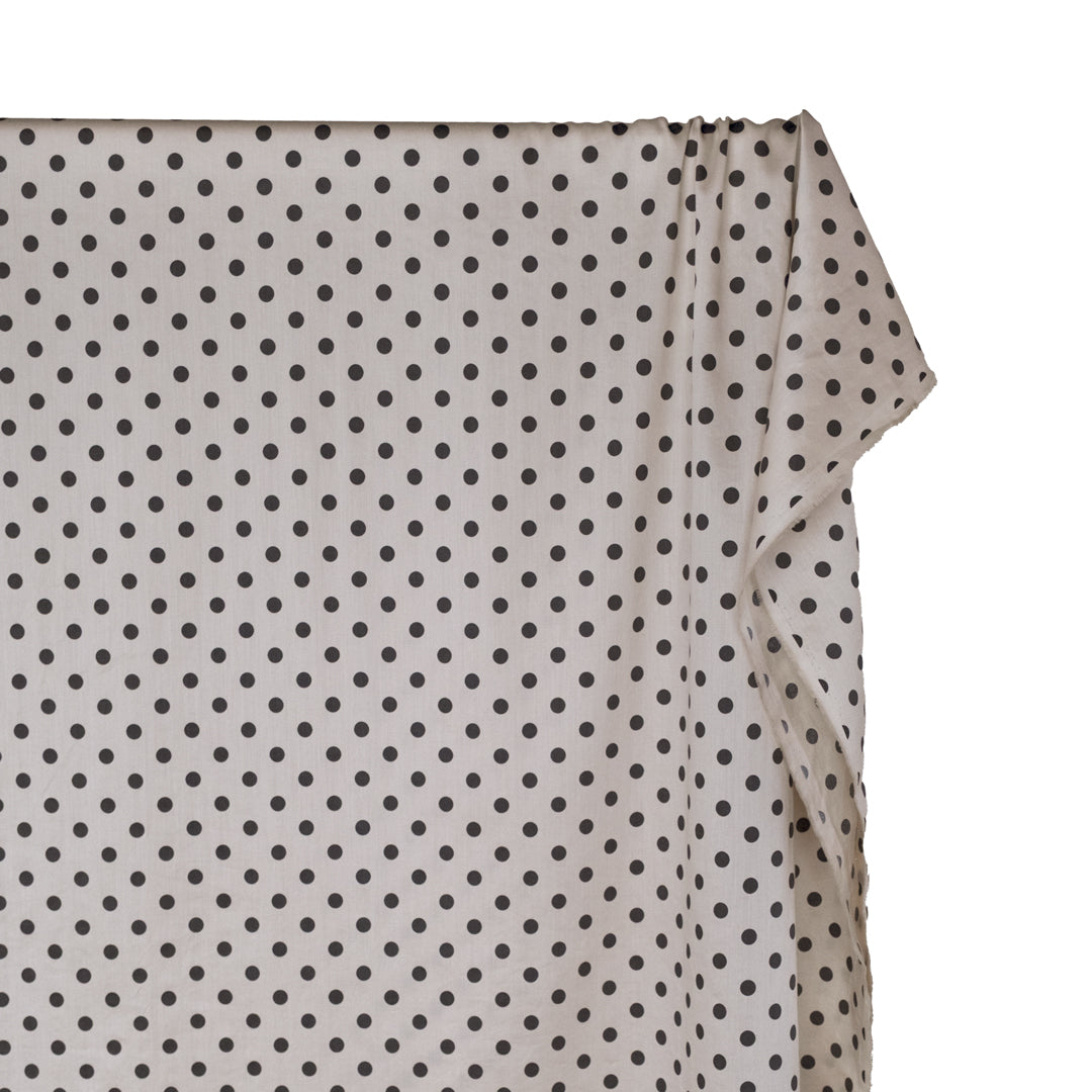 Deadstock Polka Dot Cotton Sateen - Salt/Charcoal | Blackbird Fabrics