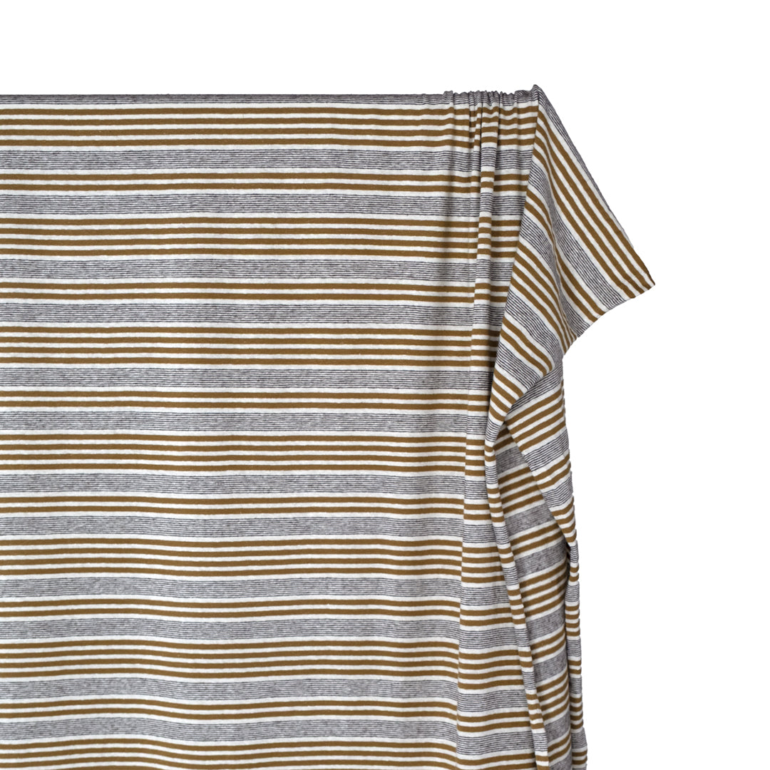Melange Hemp Organic Cotton Jersey - Ivory/Cactus/Black | Blackbird Fabrics