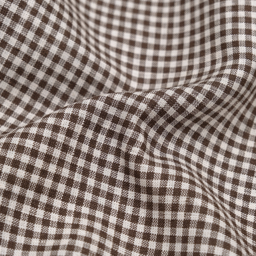 Petite Gingham Linen - Coffee | Blackbird Fabrics
