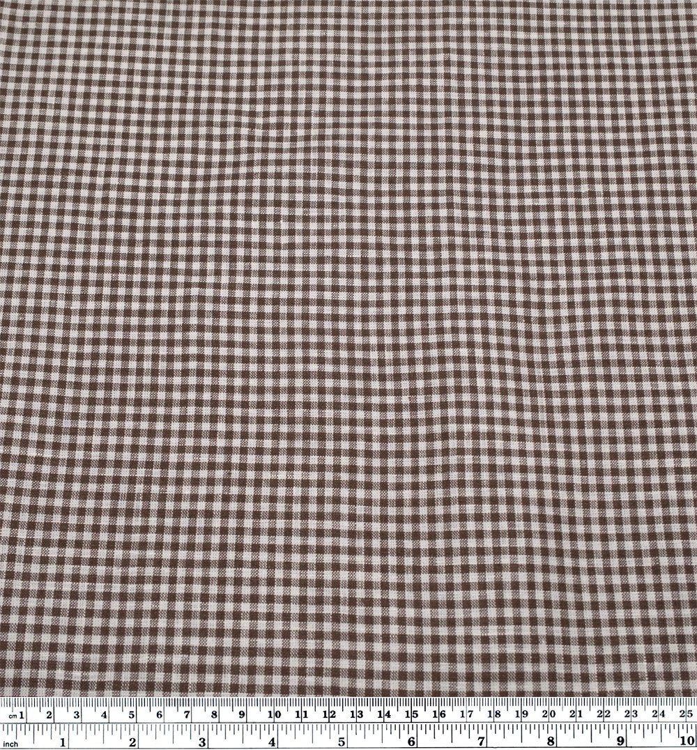 Petite Gingham Linen - Coffee | Blackbird Fabrics