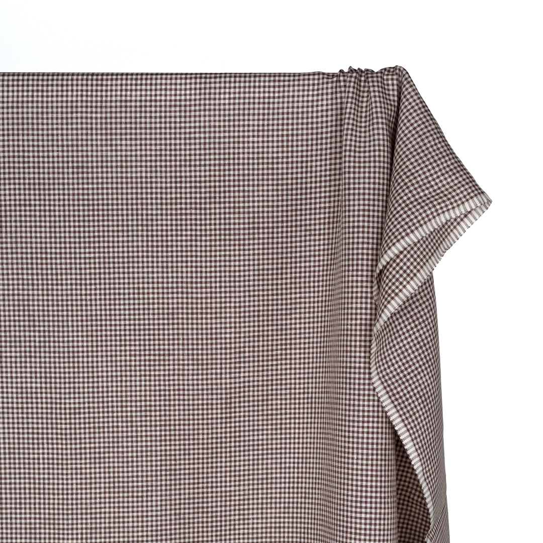 Petite Gingham Linen - Coffee | Blackbird Fabrics