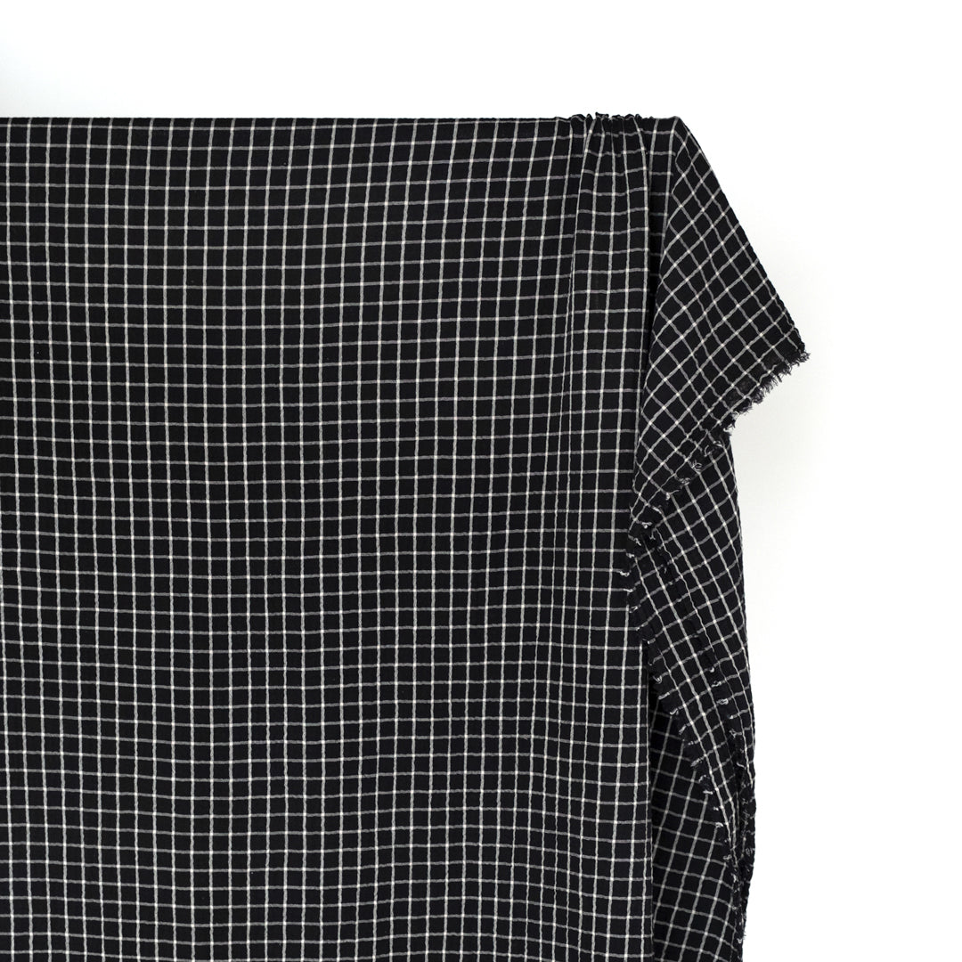 Windowpane Organic Cotton Double Gauze - Black/Ivory | Blackbird Fabrics