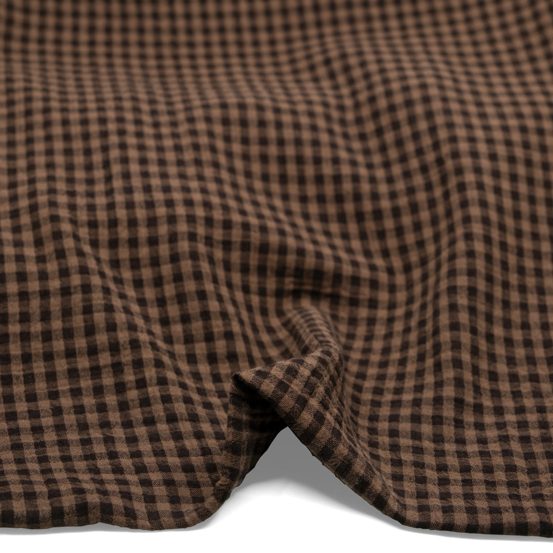 Gingham Organic Cotton Double Gauze - Fudge/Mouse | Blackbird Fabrics
