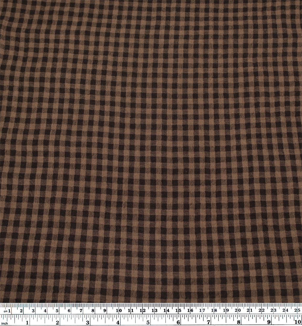 Gingham Organic Cotton Double Gauze - Fudge/Mouse | Blackbird Fabrics