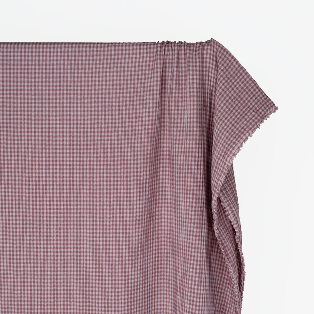 Mini Gingham Organic Cotton Double Gauze - Dusty Lilac | Blackbird Fabrics