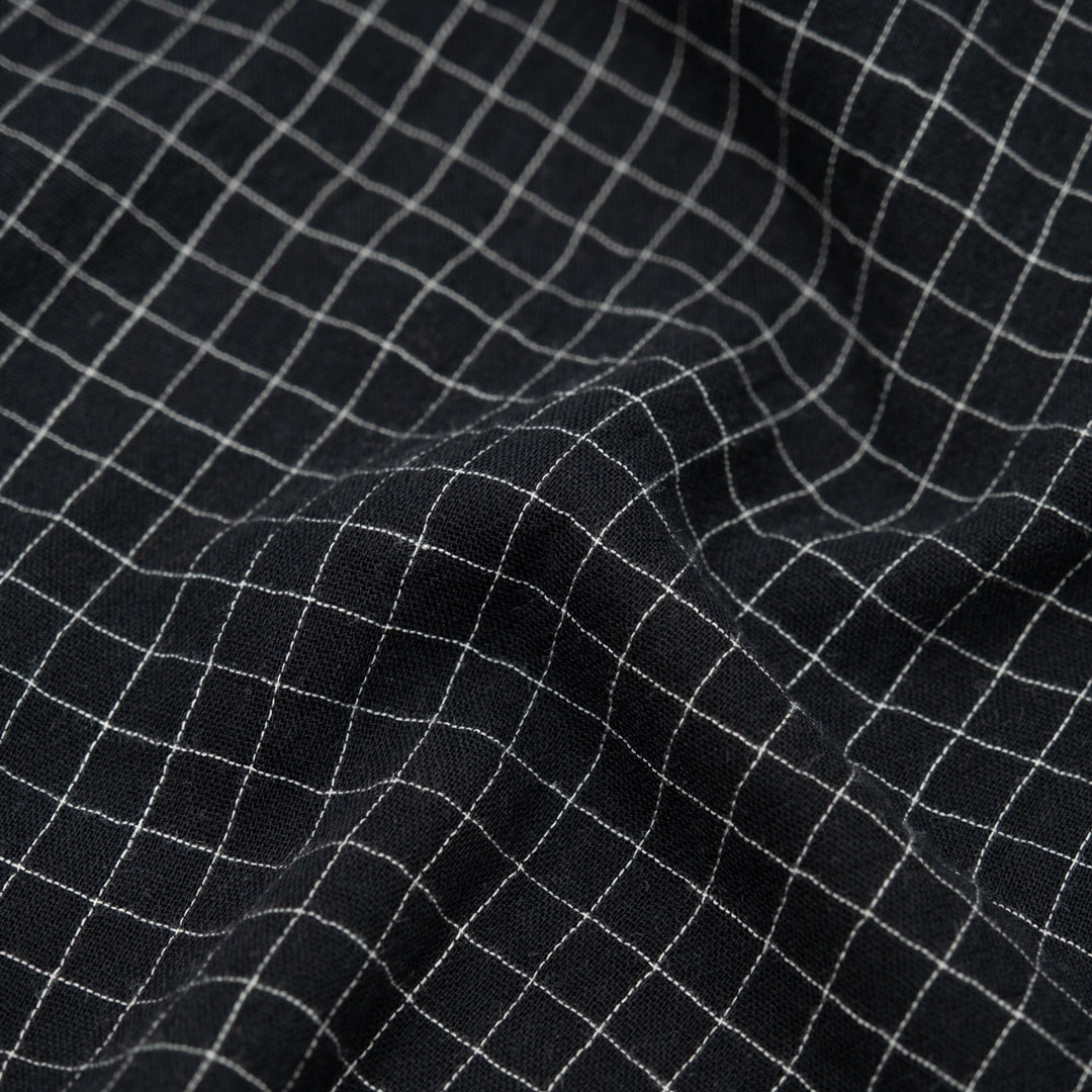 Grid Organic Cotton Double Gauze - Black/White | Blackbird Fabrics