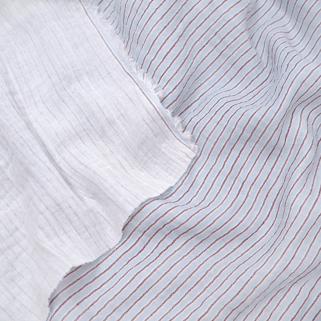 Office Stripe Organic Cotton Double Gauze - Ice Blue | Blackbird Fabrics
