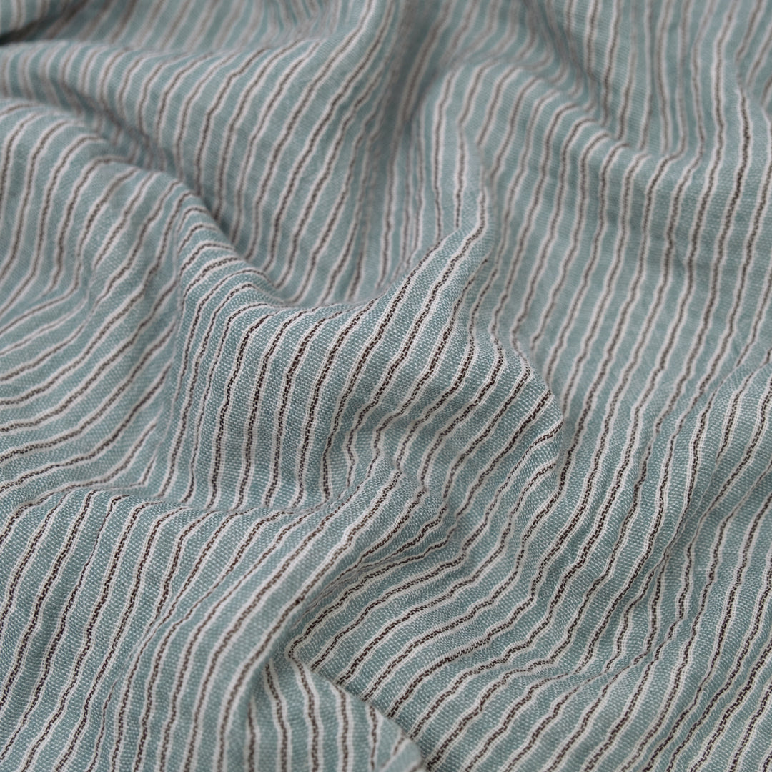 Office Stripe Organic Cotton Double Gauze - Dusty Teal | Blackbird Fabrics