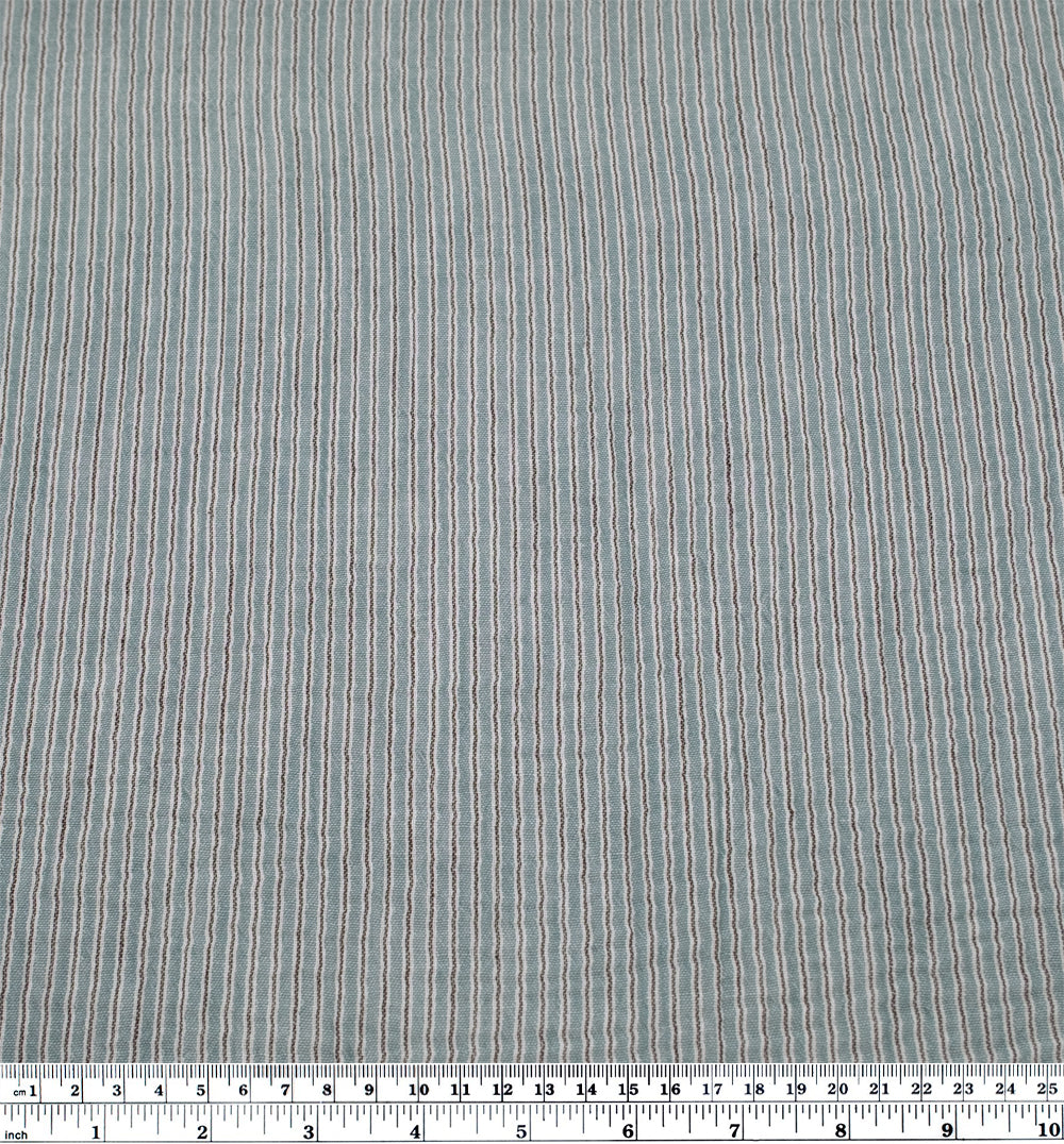 Office Stripe Organic Cotton Double Gauze - Dusty Teal | Blackbird Fabrics
