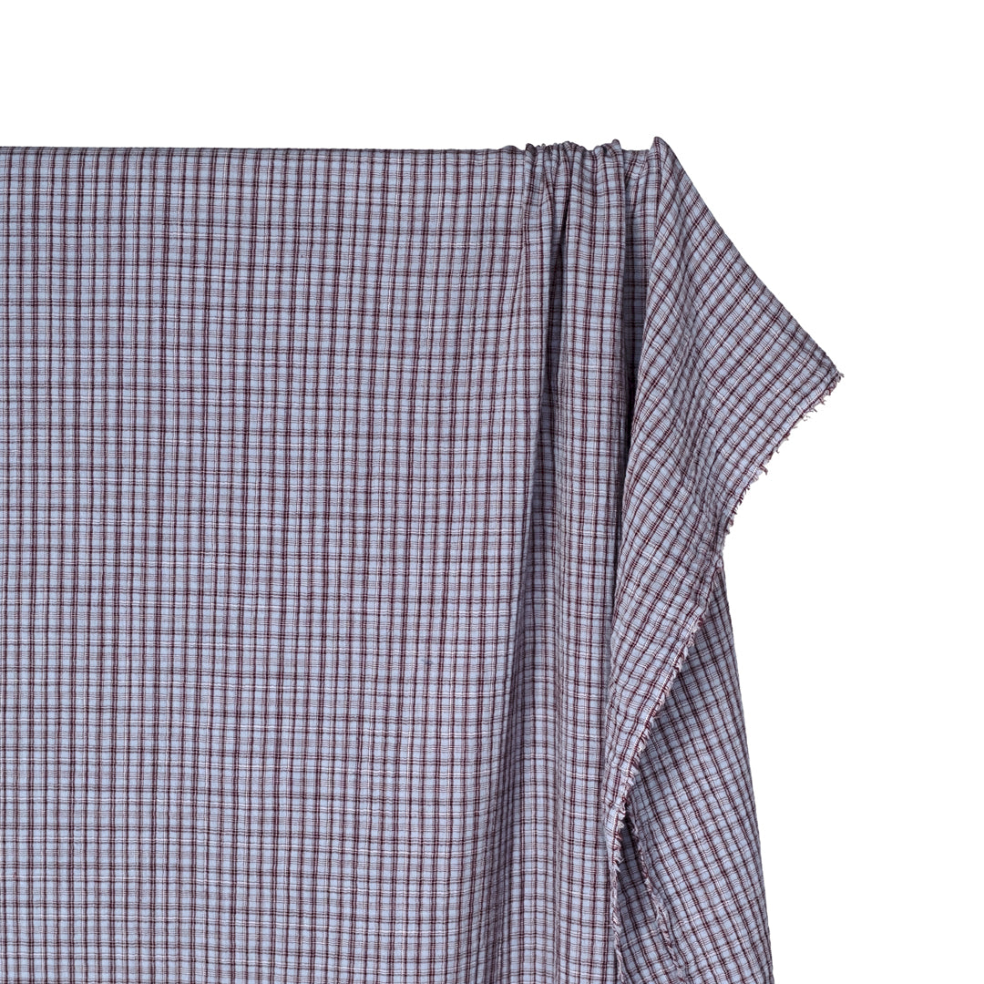 Grunge Check Organic Cotton Double Gauze - Ice Blue/Boysenberry | Blackbird Fabrics