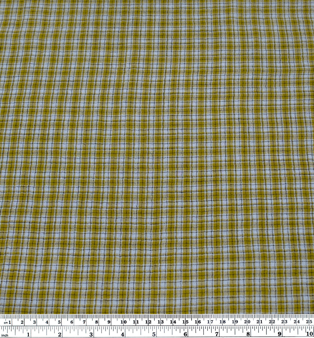 Punk Plaid Organic Cotton Double Gauze - Avocado/Baby Blue | Blackbird Fabrics