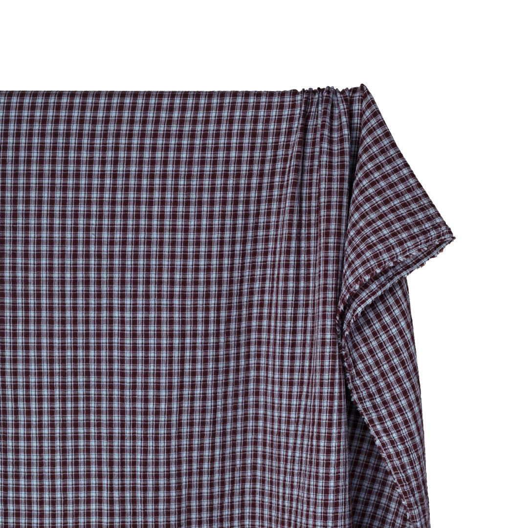 Punk Plaid Organic Cotton Double Gauze - Boysenberry/Ice Blue | Blackbird Fabrics