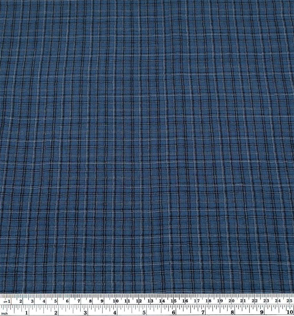Grunge Check Organic Cotton Double Gauze - Ocean | Blackbird Fabrics